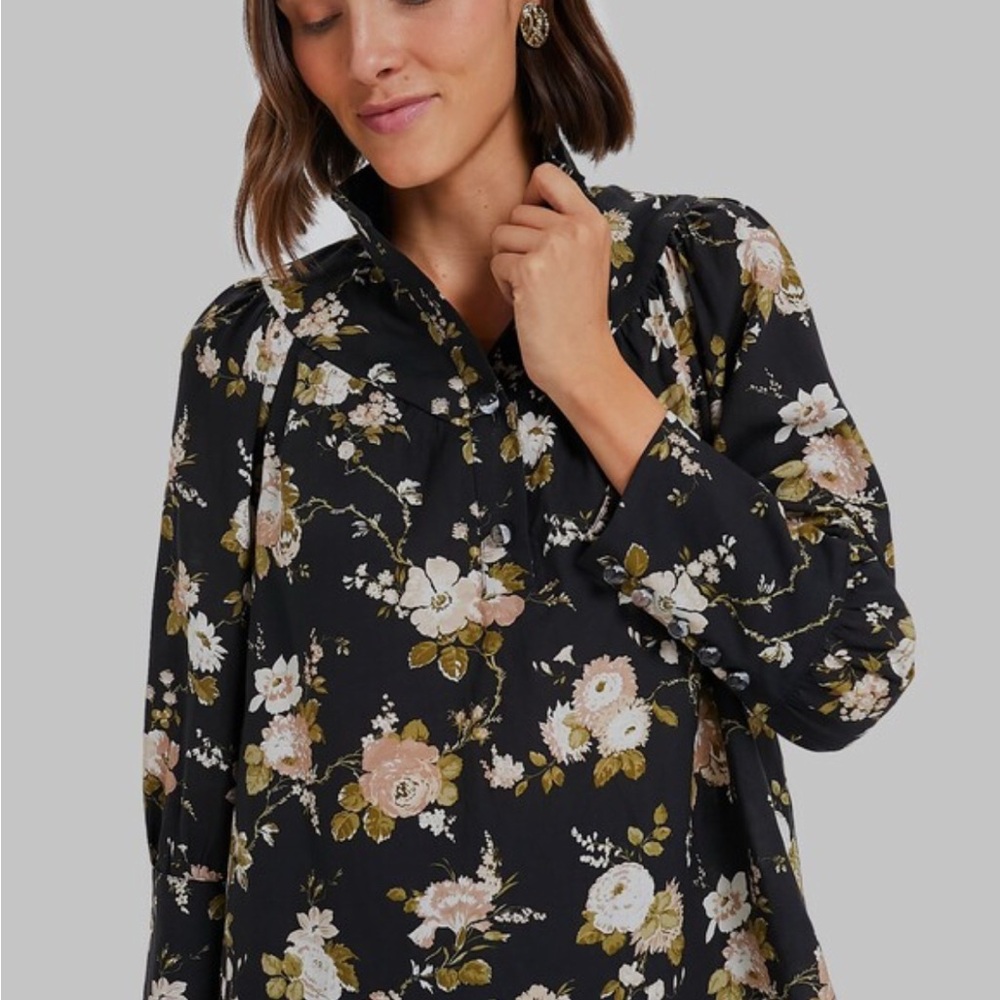 Floral Black Blouse